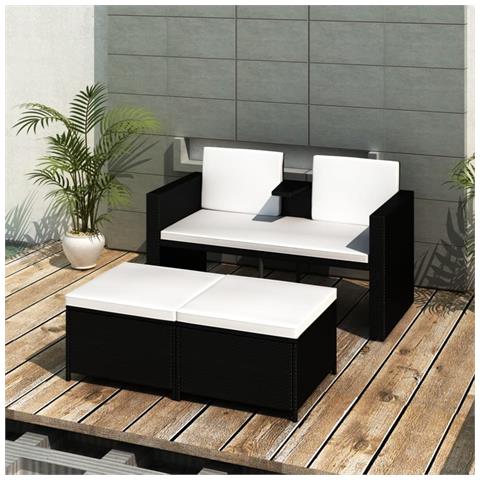 Lusso Casadino -  Set Divani Da Giardino 4 Pz Con Cuscini In Polyrattan Nero - Foto 7