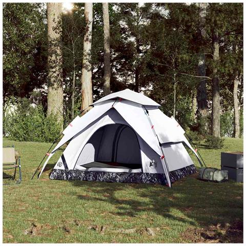 Tenda 4 Persone Bianca in Tessuto Oscurante a Rilascio Rapido - Foto 2