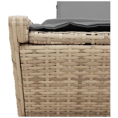 Lettino Prendisole con Cuscini Beige in Polyrattan - Foto 9