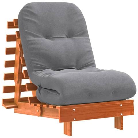Divano Letto Futon con Materasso Marrone Cera 60x206x11cm Pino - Foto 1