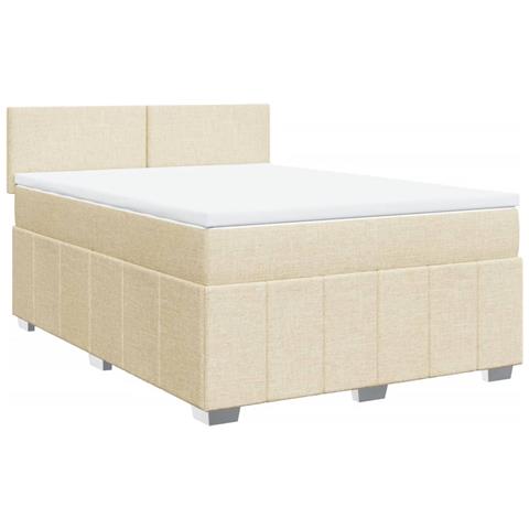 Giroletto a Molle con Materasso Crema 160x200 cm in Tessuto - Foto 1