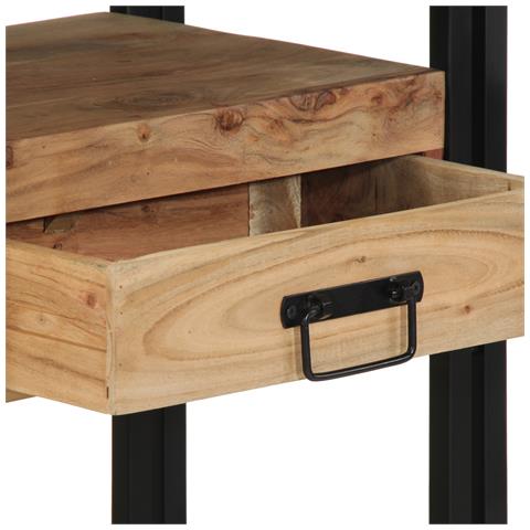Tavolo Consolle Nero 90x33x75 cm Legno Massello di Acacia e Metallo - Foto 9