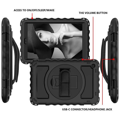 Custodia Per Samsung Galaxy Tab A 10.1"" Supporto E Tracolla Nera - Foto 2