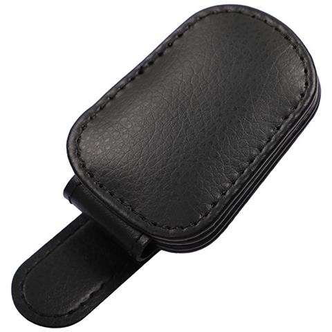 Clip Portaocchiali Da Sole In Pelle Pu Per Aletta Parasole Auto - Organizzatore Multifunzionale Per Occhiali E Biglietti Black - Foto 2