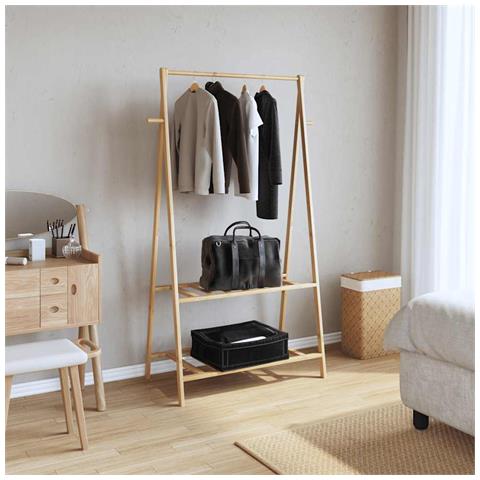 Appendiabiti con Ripiani 96x45,5x150,5 cm in Bambù - Foto 2