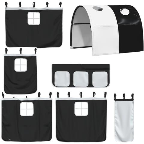 Letto a Castello senza Materasso Bianco e Nero 90x200cm in Pino - Foto 9