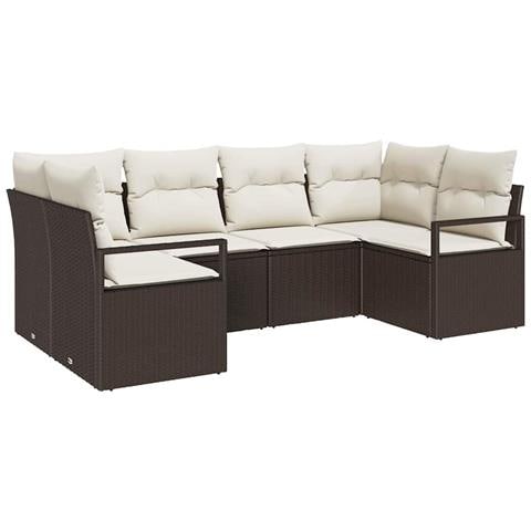 Set Divano da Giardino con cuscino 6 pcs Marrone e Crema - Foto 1