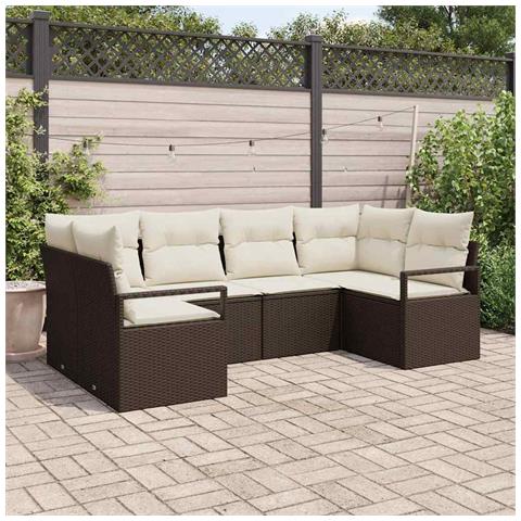 Set Divano da Giardino con cuscino 6 pcs Marrone e Crema - Foto 2