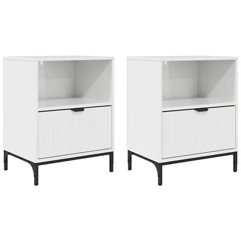Comodini 2 pcs Bianco lucido 49 x 36 x 61 cm Legno multistrato - Foto 1