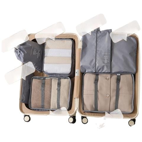 Set Di 7 Organizer Da Viaggio Per Articoli Da Toeletta E Cosmetici - Cubi Per Valigie Darkgrey - Foto 1