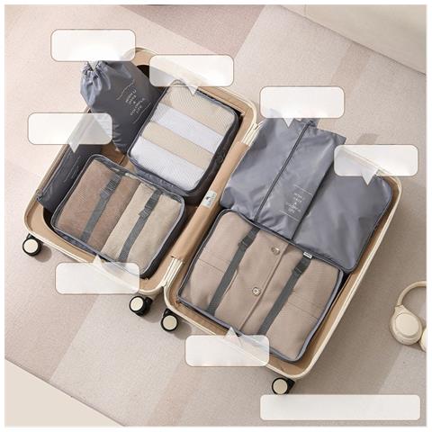 Set Di 7 Organizer Da Viaggio Per Articoli Da Toeletta E Cosmetici - Cubi Per Valigie Darkgrey - Foto 2