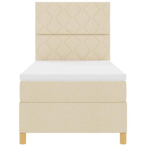 Letto a molle con materasso Crema 90 x 190 cm Tessuto - Foto 9