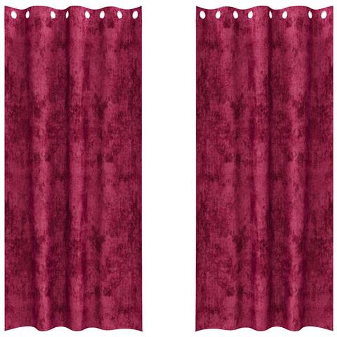 Tenda con tende 2 pcs Rosso vino 245 x 140 cm Velluto - Foto 1