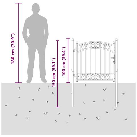 Cancello per recinzione con blocco Grigio 100 x 100 cm - Foto 8
