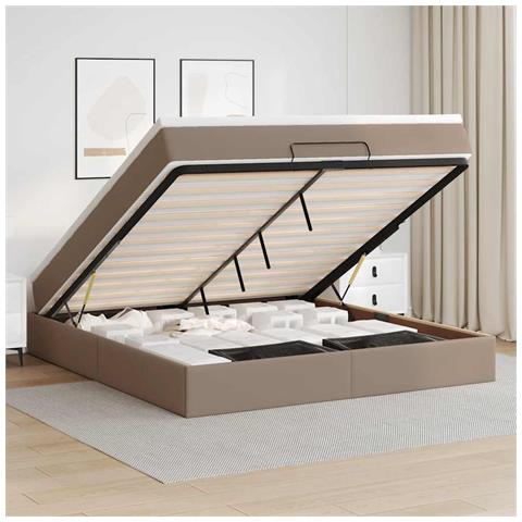 Struttura Letto Pouf con Materasso 160x200 cm Similpelle - Foto 2