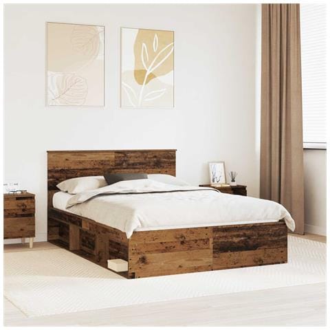 Struttura del letto Legno vecchio 135 x 190 cm Pino massello - Foto 2