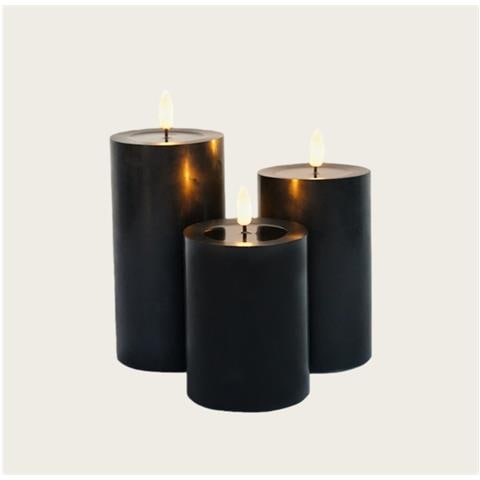 Set Di Candele Led Senza Fiamma Serie Magic Black (3 Pz) Con Telecomando - Diametro 7,5 Cm - Foto 1