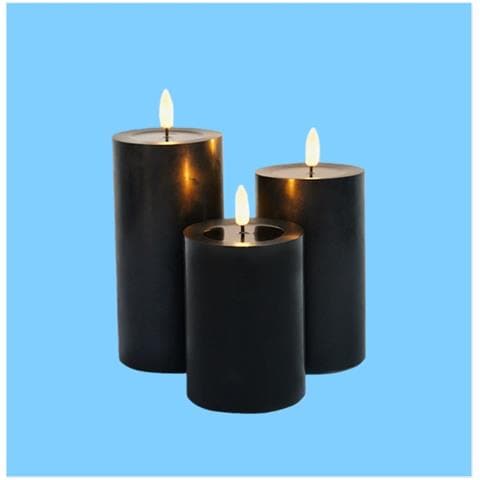 Set Di Candele Led Senza Fiamma Serie Magic Black (3 Pz) Con Telecomando - Diametro 7,5 Cm - Foto 2