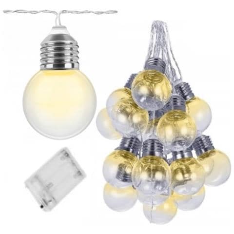 Ghirlanda Led A Batteria 20x - Luce Calda Gialla | 3m, 20 Led, 1.2w | Decorazione Per Casa E Giardino, Feste, Natale - Foto 1