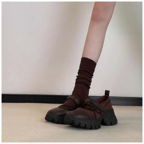 Scarpe Platform Mary Jane - Scarpe Sportive Retro Con Suola Spessa E Tacco Nascosto Brown 36 - Foto 2