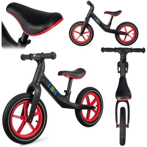 Bicicletta equilibrio per bambini, ruote gonfiabili 12"""", leggera, nera - Foto 4