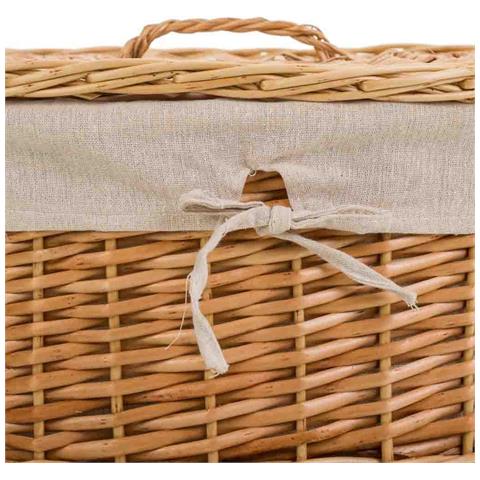 Set Di 3 Cestini In Vimini Foderati Marroni - Foto 4