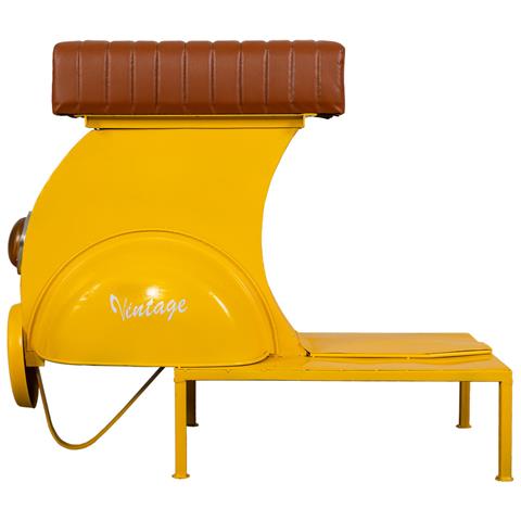 Sgabello In Metallo Giallo E Pelle 95x50x75h - Foto 2