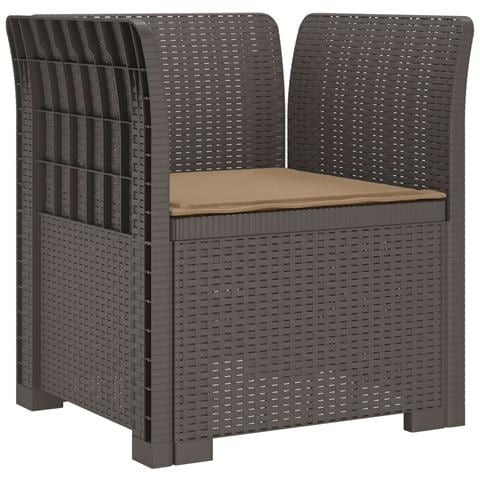 Poltrona a 1 Posto con Cuscino Aspetto Rattan PP Grigio Chiaro - Foto 1