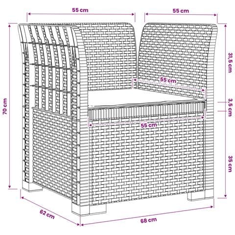 Poltrona a 1 Posto con Cuscino Aspetto Rattan PP Grigio Chiaro - Foto 9
