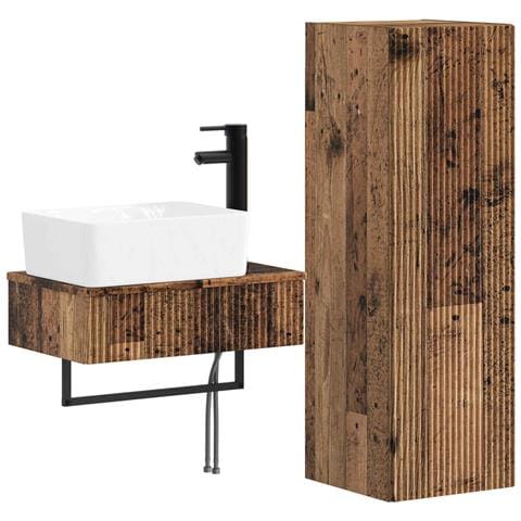 Set di mobili per il bagno 2 pz Legno antico 33 x 34,5 x 100 cm - Foto 1