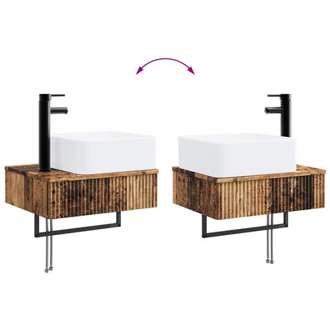 Set di mobili per il bagno 2 pz Legno antico 33 x 34,5 x 100 cm - Foto 2
