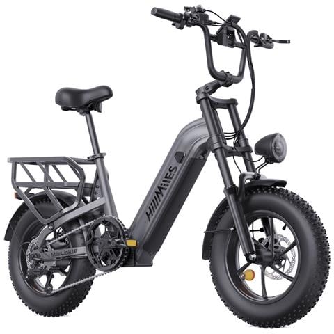 MileLink 1 Bici Elettrica Fat Tire 16x4.0, motore 250W, batteria rimovibile 48V 18Ah, sospensione anteriore, cambio a 7 velocità, freno idraulico a disco, Grigia - Foto 1