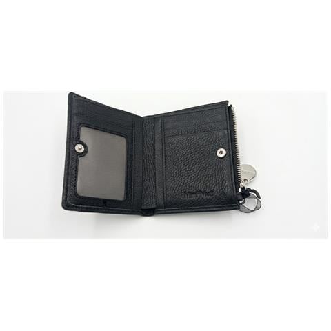 portafoglio in pelle vera con zip per portamonete nero - Foto 2