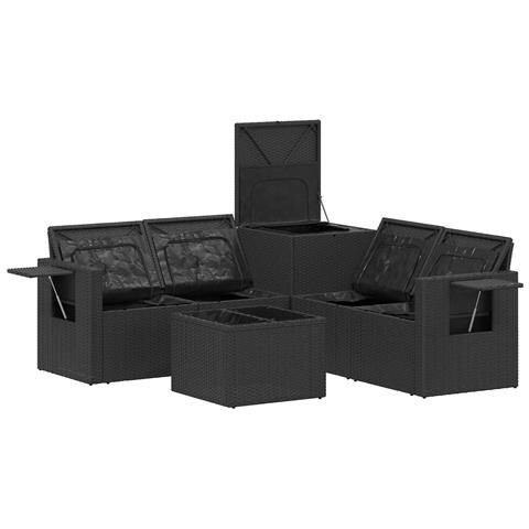Set di divani 6 pz Nero e Blu Rattan sintetico e Acciaio - Foto 2