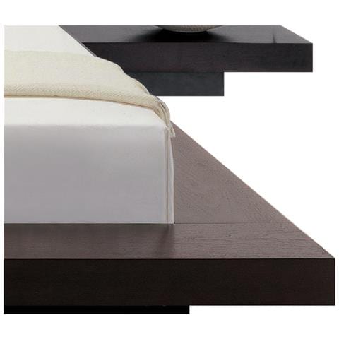 Letto Ad Acqua Matrimoniale In Legno Wenge E Pelle Bianca 180x200 Cm Zen - Foto 30