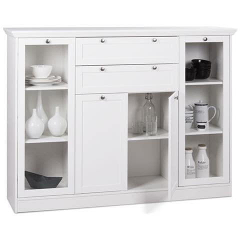 Mobile Credenza Con Vetrina 4 Ante 2 Casssetti Bianco 160x40xh. 120cm - Foto 1
