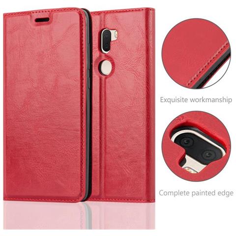 Custodia Compatibile Con Xiaomi Mi 5s Plus In Rosso Mela - Coperchio Protettiva Con Chiusura Magnetica, Funzione Stand E Tasca Per Le Carte - Foto 2