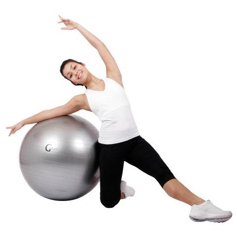 Gymstick Palla Poiche Ginnastica Antiburstsystem Con Pompa Video Online 55 Centimetri Argento - Foto 5