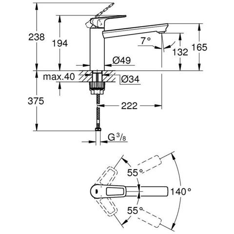 Miscelatore Monocomando Lavello Bauloop 31706000 - Foto 3