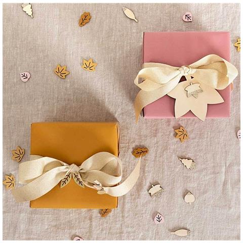 48 Sagome In Legno Con Foglie Glitterate Dorate - Foto 1