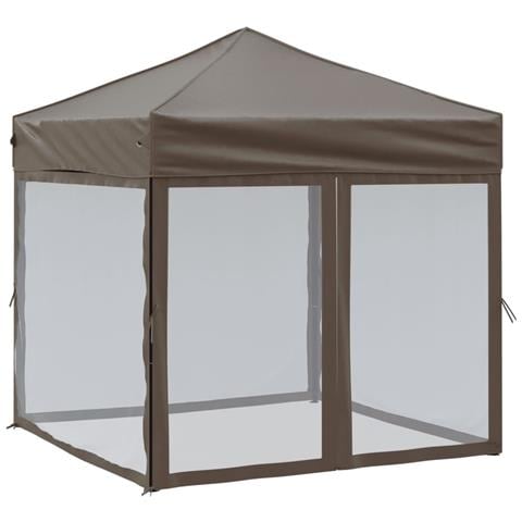 Tenda Per Feste Pieghevole Con Pareti Laterali Tortora 2x2 M - Foto 1