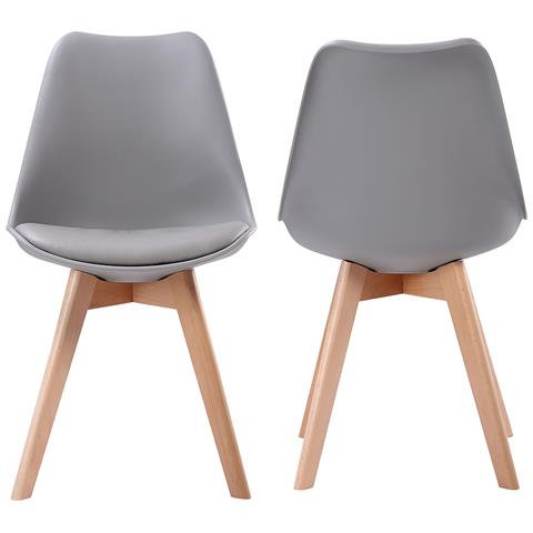 Set Di 2 Sedie Scandinave Grigie Nora Con Cuscino - Foto 11
