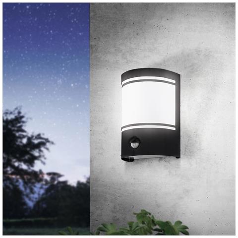 Applique Contemporanea Da Esterno Cerno 1 Luce Acciaio Zincato Nero Con Sensore - Foto 1