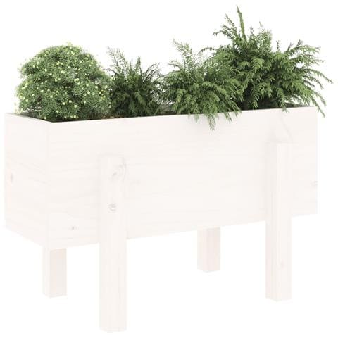 Fioriera Da Giardino Bianca 62x30x38 Cm Legno Massello Di Pino - Foto 2