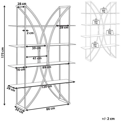 Mobile Con 4 Ripiani Hollow Metallo 175 Cm Oro - Foto 6