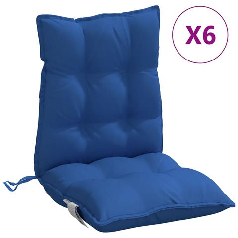 Cuscini Sedia Con Schienale Basso 6 Pz Blu Reale Tessuto Oxford - Foto 2
