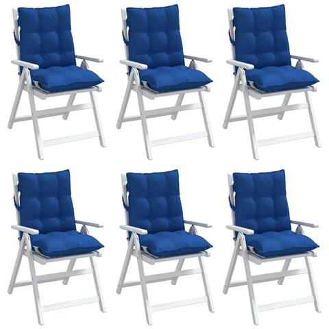 Cuscini Sedia Con Schienale Basso 6 Pz Blu Reale Tessuto Oxford - Foto 3