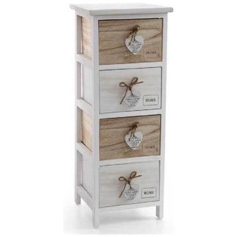 Trade Shop - Cassettiera Cuore Pendente 4 Cassetti In Legno Bicolore Home 80x26x32cm 793387 - Foto 1