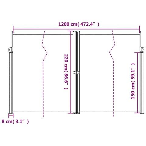 Tenda da Sole Laterale Retrattile Nera 220x1200 cm - Foto 2