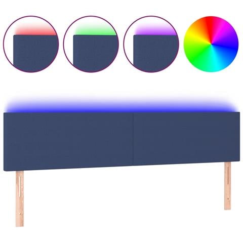Testiera A Led Blu 180x5x78/88 Cm In Tessuto - Foto 2